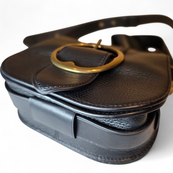 Polo Ralph Lauren Crossbody Shoulder Bag Black Pebbled Leather - Picture 7 of 9